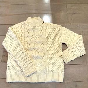 Intermix cable knit cold shoulder sweater, size Small
